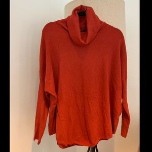 Red Cyrus dolman sleeve cowl turtleneck, S